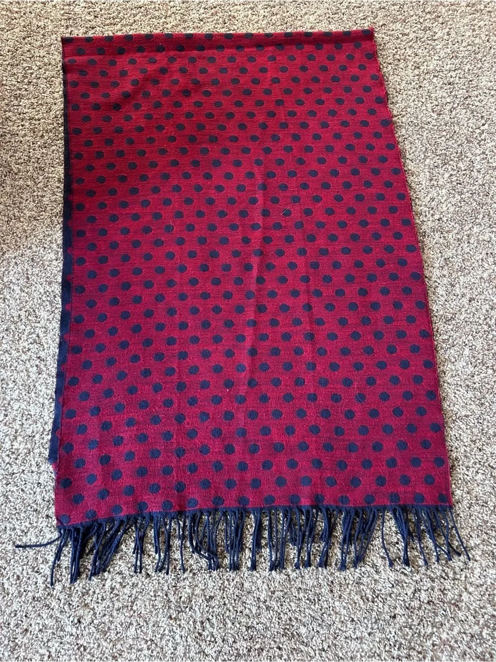 Tommy Hilfiger Oversized Reversible Red/Blue Polka Dot Scarf